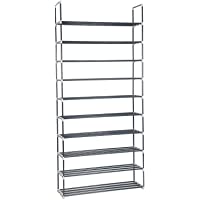 SONGMICS DIY Zapatero de 10 Niveles Estantería con Capacidad máx. de 50 Pares de Zapatos Color Gris LSA10G